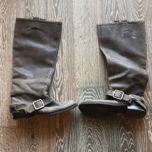 Knee High Grey Leather Boots